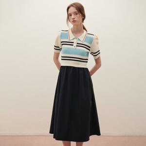 [SATIN] 스트라이프 니트 원피스 O252T911