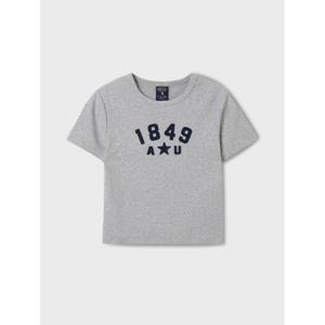 [후아유]WHRAF2428F MELANGE GRAY 빈티지 패치 반팔 티셔츠