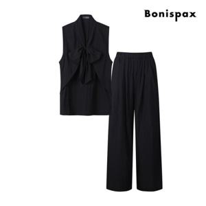 [보니스팍스] 리본 민소매 셔츠 팬츠 투피스 (XP5ST002M0)