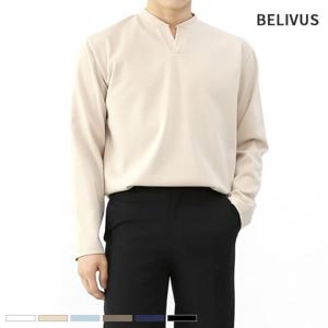 [빌리버스]빌리버스 남자 티셔츠 BFYT004 헨리넥 무지 긴팔티