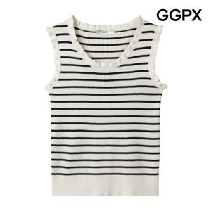 GGPX  물결 라인 단가라 민소매 니트 (GP5KP021F)