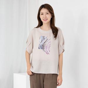 [모슬린]엄마옷 라운드 퍼프반팔 블라우스 BL505097 마담/미시옷