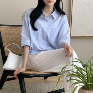 [카라]KARRA (77까지)포켓자수씬스트라이프셔츠_A5M0455