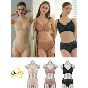 [오모떼] U라인 가슴보정 삼각 더블패널 노와이어 보정브라팬티(OMOBBR01_2S) 2종/택일
