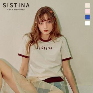 [SISTINA] 인기 코튼 로고 배색 티셔츠_ASJTSO21020