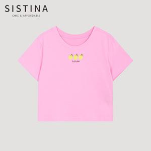 [SISTINA] 인기 코튼 로고 크롭 티셔츠_ASJTSO21010_PI