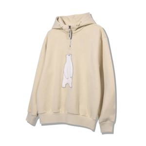 지프]여성 기모 곰 하프집업 후드티 티셔츠 JP1THF211