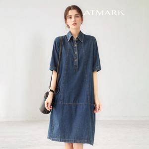 ATMARK (77까지)미디하프버튼절개데님원피스_AA53OP010G