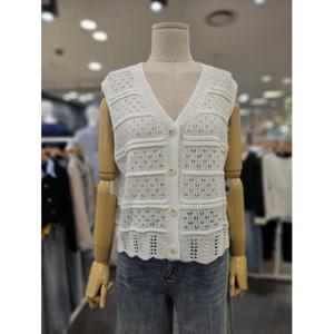 오조크 세이브존01 아크릴 펀칭 V넥 니트베스트 HOSMCWA567