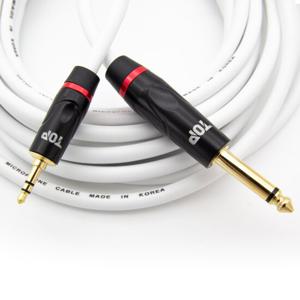 HDTOP 국산 3.5 스테레오 TO 5.5 모노 케이블 화이트 1.5M HT-TP707