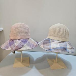 지센 HC02 체크 라탄 콤비 모자BL LAAPN407