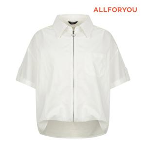 [올포유] 여성 레이어드 카라 집업 반팔 블라우스 ALBLN6126-100