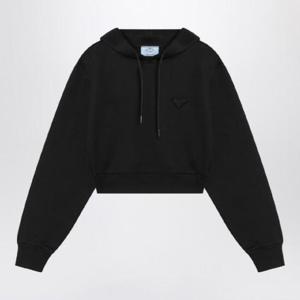 PRADA 삼각형 로고가 있는 검은색 후드티 134710OOO10GS/Q_PRADA-F0002