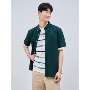 [빈폴멘] 강연 시어서커 솔리드 반소매 셔츠  그린 (BC4465O41M)