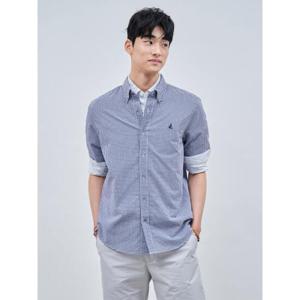 [빈폴멘] 강연 시어서커 깅엄 체크 반소매 셔츠  네이비 (BC4465O43R)