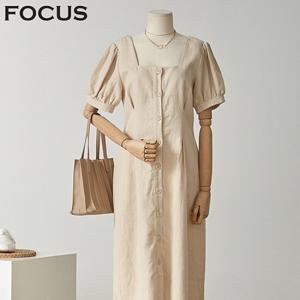 [포커스]FOCUS 허리핀턱린넨원피스_FM1E7OP0601