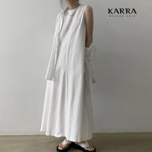[카라]KARRA 린넨터치슬리브리스롱원피스_A3F0975