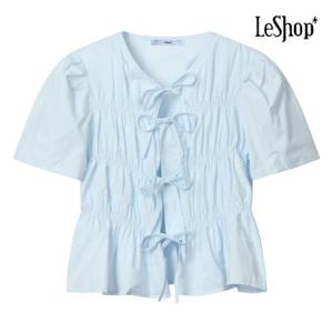 [르샵] 리본 주름 반팔 블라우스 (BP5BL016A)