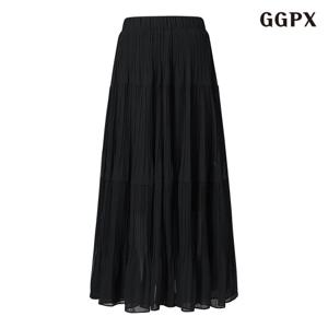 GGPX 쉬폰 플리츠 롱 스커트 (GPBWH008D)