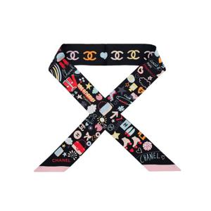 [엘러브] 새상품 샤넬 헤어밴드 트윌리 블랙/멀티컬러 5ET0831