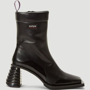 25 SS 이티스 가이아 Gaia 포인트 블럭힐 스퀘어토 레더 앵클 부츠 F018002 Leather Bla