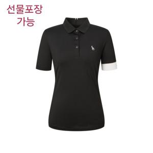 [헤지스골프] 블랙 여성 냉감 카라 반팔 티셔츠HWTS5B311BK