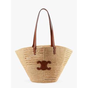 CELINE Classic Panier Medium rafia patchwork and leather bag 119682GP5