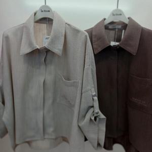 Destijl HC06 국내생산 스판 구김없는 루즈핏 롤업 7부 언발 집업 카라 보브 쟈켓 D2523jk23