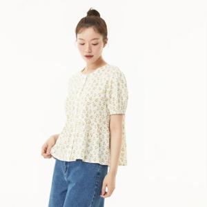 플라스틱아일랜드  (PR2WB509) 플라워프린트 퍼프 블라우스