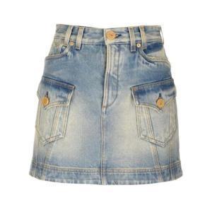 Balmain Western 하이웨이스트 A라인 데님 미니 스커트 CF1LA352DE04 6FF TP934417655