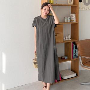 샵앤) 국산 캡소매 H라인 여성 롱원피스 ARA-WDR-3193-차콜