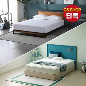 [지누스침대][K] 아이언라인 침대SET / 그린티 에어 하이브리드 25cm 침대 세트 프레임 킹