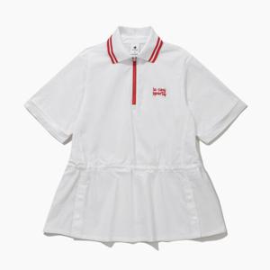 [르꼬끄골프] 여성 중기장 우븐 반집업 티셔츠 (GQ122LTS36)