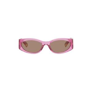 쟈크뮈스 선글라스 SSENSE 익스클루시브 핑크 레 루네트 오발로 선글라스 242553F005000