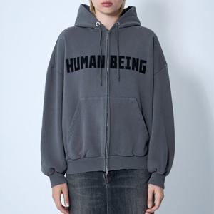 25 SS 발렌시아가 Human Being 아플리케 코튼 플리스 집업 후드 833382 TSVB9 1441