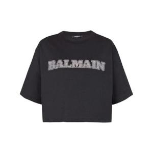25 SS 발망 라인스톤 로고 크롭 티셔츠 BF0EE020BC54 TP432301106