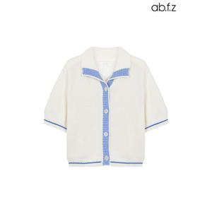 [에이비에프지]컬러 배색 라인 반팔 가디건 (AFX2QY39A)