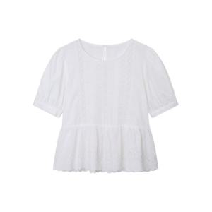[르샵]펀칭 레이스 반팔 퍼프 블라우스-LC28BL210