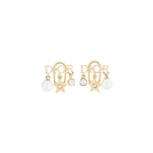 디올 디오레볼루션 클립 온 이어링 골드 피니쉬 메탈 화이트 레진 펄 화이트 크리스탈 E1680DVORS-D301