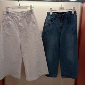 Latium HC06 데님 국내생산 최강스판 가벼운 히든밴드 7부 통와이드 연청 치마바지 팬츠 T2523pt27