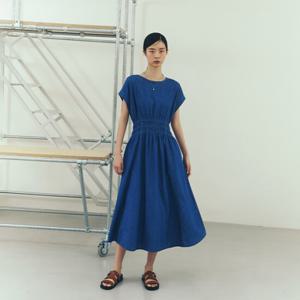 [랩]캡소매 데님 스모킹 롱원피스(AR2DO570)