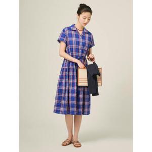[빈폴레이디스] 체크 캡슬리브 원피스  블루 (BF5571C01P)