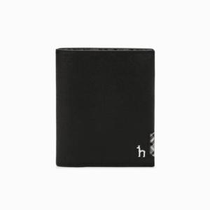 [헤지스] 블랙 체크장식 소가죽 중지갑 HJWA5F295BK