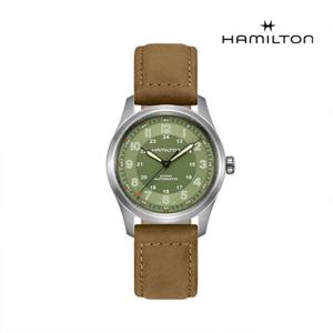 [해밀턴]H70205860 카키필드 티타늄 오토 38MM 그린 가죽 남성