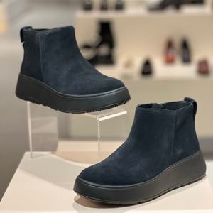 핏플랍24FW F-모드 스웨이드 여성 플랫폼 앵클 부츠 FFSO4F610BK 올블랙