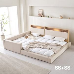 아씨방가구 릴렉스업 저상형 LED 수납 세이프 패밀리침대 SS+SS 본넬