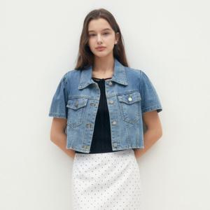 (JJ지고트) 데님 퍼프 슬리브 크롭 재킷 GR4P8JKP11