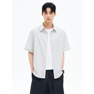 (455565CQ41) [에잇세컨즈] 스트라이프 반소매 셔츠  화이트