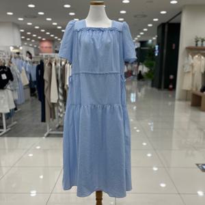 [숲]스궤어 프릴넥  옆 스트링 엠보씽 원피스/OB5OPR5A