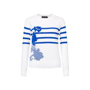 와이드앵글골프긴팔티 KQJ WWP25K12W2 TO 플라워 인타샤 라운드넥 스웨터 L (White)